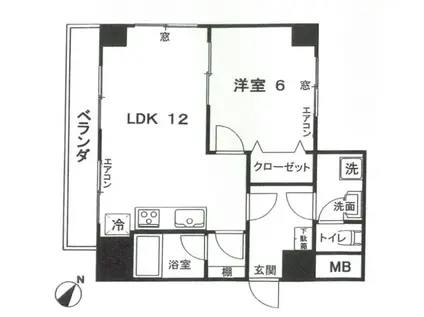 浜町パークハイツ(1LDK/3階)の間取り写真