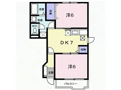 シャルム(2DK/1階)の間取り写真