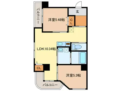 グランドガーデン ボンサンテ(2LDK/8階)の間取り写真