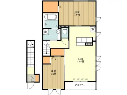 アークタウン三ツ藤(2LDK/2階)の間取り写真