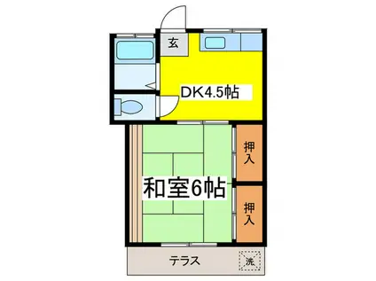 第2三協ハイツ(1DK/1階)の間取り写真