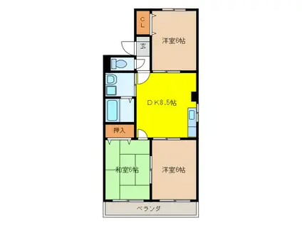 ジ・ラソーレ(3DK/2階)の間取り写真