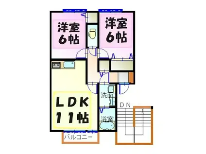 ソレーユI(2LDK/1階)の間取り写真