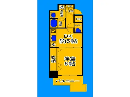 KREHL宿院(1DK/6階)の間取り写真