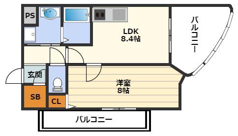 カスタリア新梅田(1LDK/5階)の間取り写真