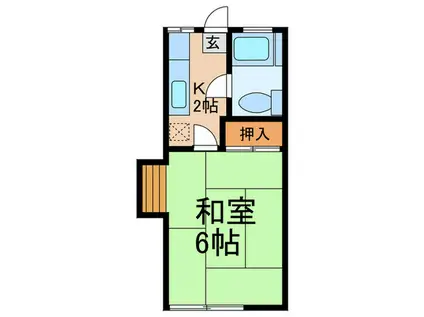 東急大井町線 九品仏駅 徒歩15分 2階建 築46年(1K/1階)の間取り写真