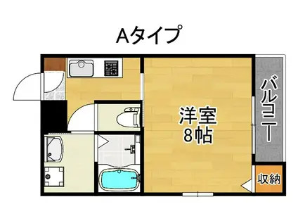 ジュネス粉浜(1K/3階)の間取り写真