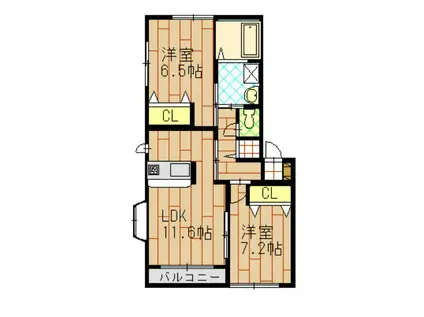 グレースみなみIII(2LDK/2階)の間取り写真