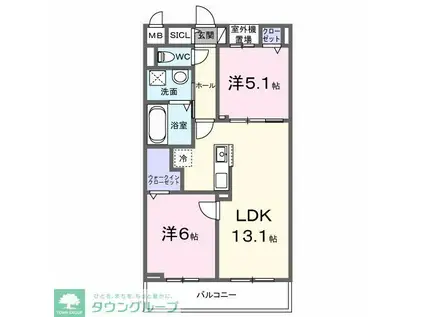 クルタ ラプシ(2LDK/2階)の間取り写真