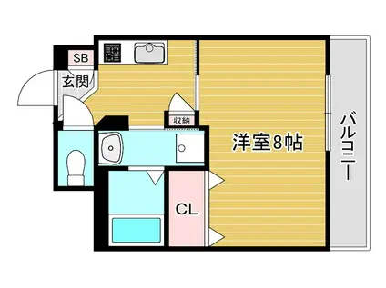 PARKHILLS天王寺東RUM(1K/1階)の間取り写真