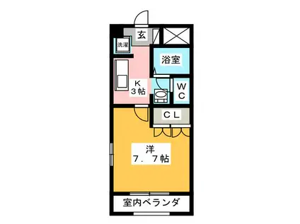 レシェンテV(1K/1階)の間取り写真