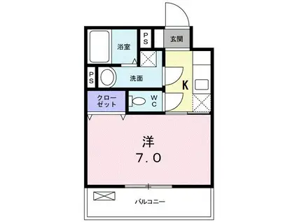 カルム ブローテ(1K/1階)の間取り写真