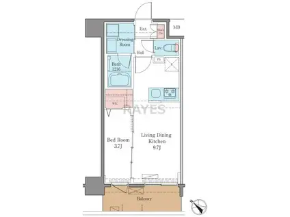 LUXENAPAWS南行徳(1LDK/6階)の間取り写真