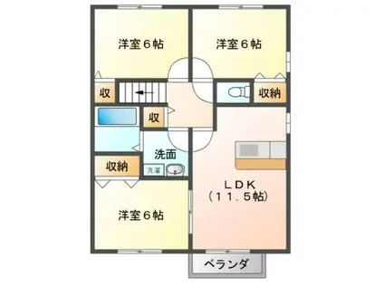 グランフォートA(3LDK/2階)の間取り写真