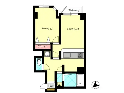 ドーヴィルマンション(1LDK/1階)の間取り写真