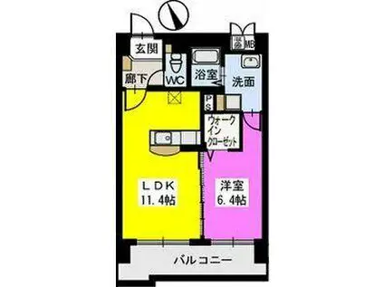 ベスタ櫛原(1LDK/8階)の間取り写真