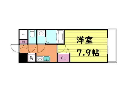 ディクス大阪城イーストレジデンス(1K/2階)の間取り写真