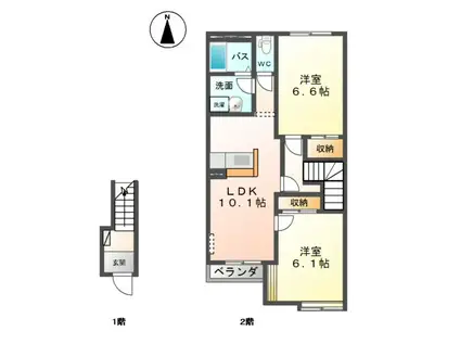ジュエリー2ND(2LDK/2階)の間取り写真
