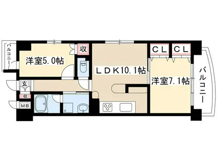 プレミア マルシェ白壁(2LDK/4階)の間取り写真