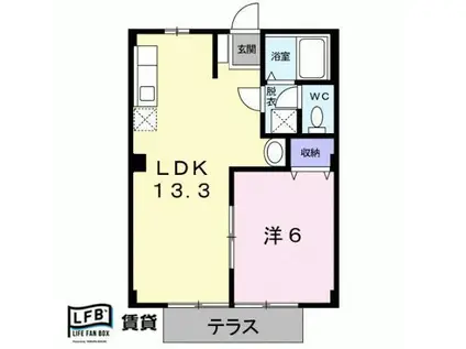 クレスト太刀浦(1LDK/1階)の間取り写真