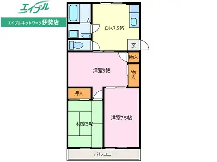 コーポ橋本(3DK/2階)の間取り写真