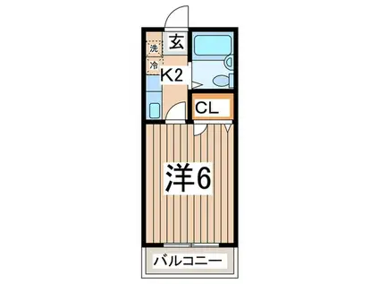 マンションアーネスト(1K/2階)の間取り写真