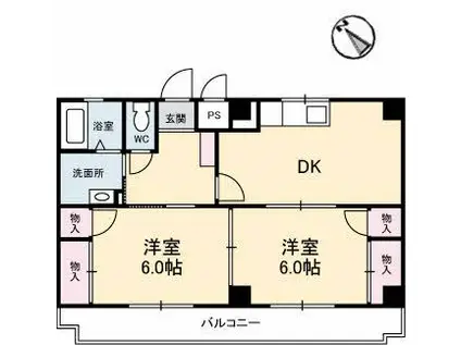 アーバンプレシオ(2DK/3階)の間取り写真