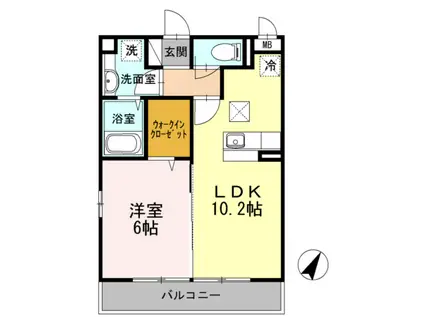 ヴィクトワール参番館(1LDK/1階)の間取り写真