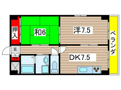 ボヌールI(2DK/5階)の間取り写真