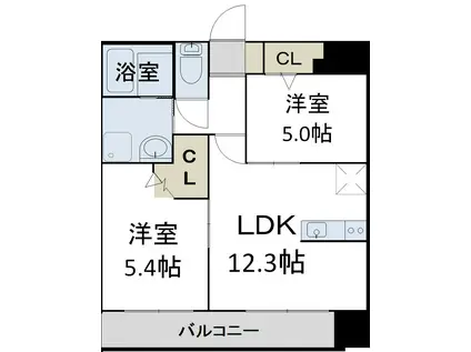 グランパーク水前寺II(2LDK/2階)の間取り写真
