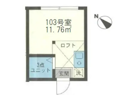 アドニス西戸部(ワンルーム/1階)の間取り写真