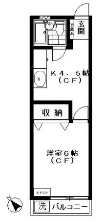 コーポ三栄(1K/2階)の間取り写真