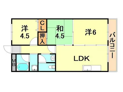 ニューナイスマンション(3LDK/2階)の間取り写真