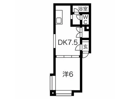 アドゥヴァンス川沿(1DK/2階)の間取り写真