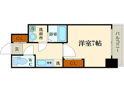 アドバンス大阪ベイストリート(1K/6階)の間取り写真