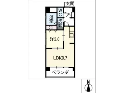 ベルメゾン新生(1LDK/4階)の間取り写真