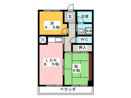 サンビレッジ中津川I(2LDK/1階)の間取り写真