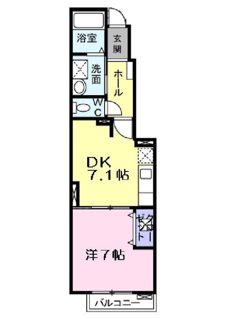 シーカンII(1DK/1階)の間取り写真