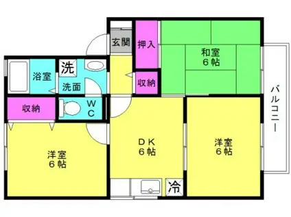 ビューラー高砂B棟(3DK/1階)の間取り写真