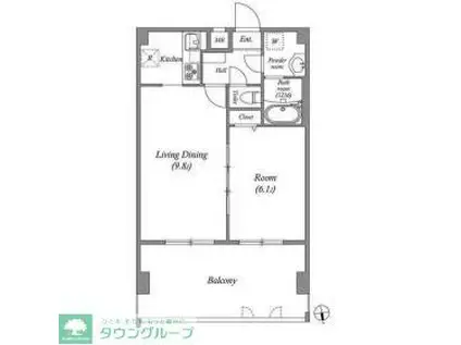 ペアパレス六町環七北通(1LDK/6階)の間取り写真