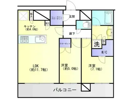 名古屋ザタワー(2LDK/13階)の間取り写真