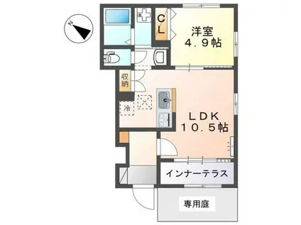 ルミエール(1LDK/1階)の間取り写真