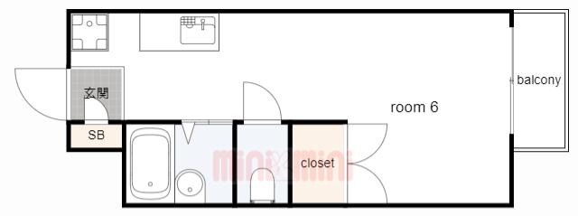 ビーライン須磨(1K/2階)の間取り写真