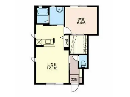 マースI(1LDK/1階)の間取り写真