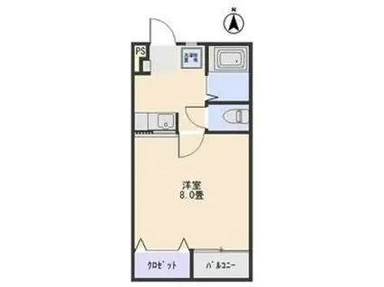 スクウェアコートC棟(1K/1階)の間取り写真