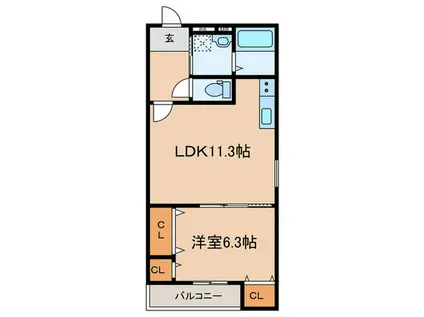 フジパレス阪急武庫之荘駅東II番館(1LDK/1階)の間取り写真