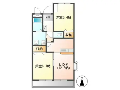 アムール ディアコートII(2LDK/3階)の間取り写真