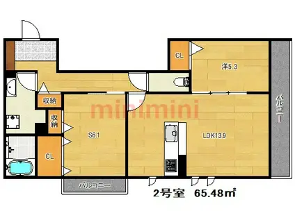 SHAMAISON VERDE(1SLDK/3階)の間取り写真