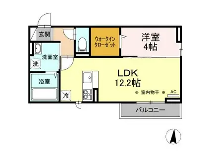 フィーノE(1LDK/2階)の間取り写真