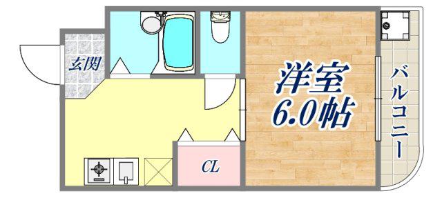 クレメント園田(1K/1階)の間取り写真
